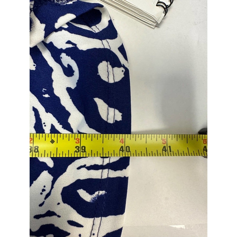 LAUREN RALPH LAUREN BLUE WHITE WRAP STYLE DRESS SIZE 8 Faux Wrap Career A27 - Picture 6 of 7